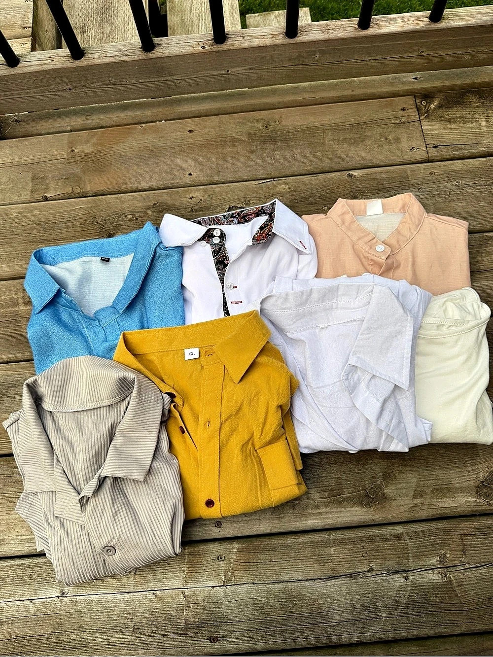 7 pcs Men’s Mixed Tops Bundle Casual Shirts White Blue (2)